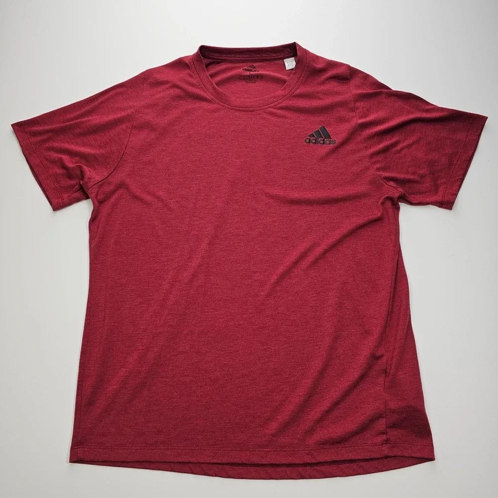 Adidas FreeLift Climalite Mens Large Maroon Red‎ Heathered Training T-Shirt